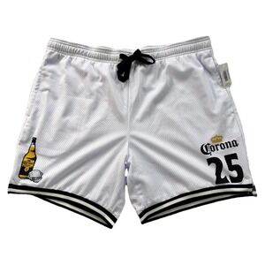 Corona Men's Mesh Gym Shorts, Size XL White With Corona Logo And Bottle. #25 NWT